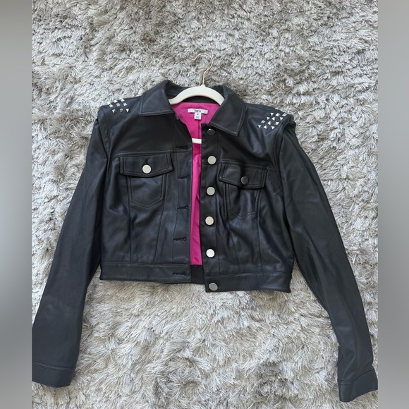 Bar III SIZE MEDIUM Studded-Shoulder Faux-Leather Jacket, Created for Macy's - Picture 3 of 6